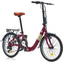 Corelli Pocket 1.0 Katlanır Bisiklet J:20 K:16 V Fren 7 Vites / Bordo Renk - Yazı Krem / Item :332099