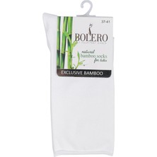 Bolero 4 Mevsim Şık %80 Bambu Roll Top Lastiksiz Kadın Beyaz Bambu Soket Çorap