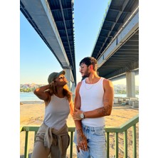 XPuppetwear Unisex Likralı Beyaz Fitilli Atlet