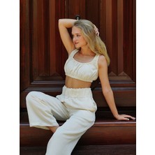 ALV Fashion Casual Beli Lastikli Pantolon Takımı