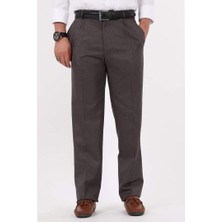 Bölünmez Giyim Erkek Büyük Beden Klasik Kahverengi Kumaş Pantolon