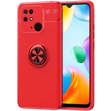 Caseart Xiaomi Poco C40 Kılıf Renkli Yüzüklü Manyetik Silikon Kapak Kırmızı - Kırmızı