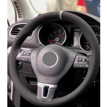Gürler Oto Kılıf ve Aksesuar Alkantara Dikmeli Direksiyon Kılıfı Nubuk Gri Yüzüklü