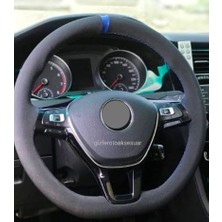 Gürler Oto Kılıf ve Aksesuar Nubuk Dikmeli Direksiyon Kılıfı Mavi Yüzüklü