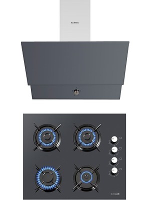 Kumtel Antrasit 2'li Set (DA6-830 + KO-40TAHDF) Modern Mutfak Uyumlu Yüksek Performanslı Ocak ve Davlumbaz