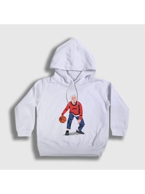 Presmono Unisex Çocuk Beyaz Basketball Basketbol Albert Einstein Kapüşonlu Sweatshirt