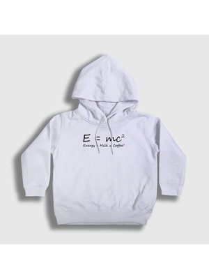 Presmono Unisex Çocuk Beyaz Energy Milk Coffee Science Albert Einstein Kapüşonlu Sweatshirt