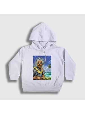 Presmono Unisex Çocuk Beyaz Hawaii Albert Einstein Kapüşonlu Sweatshirt
