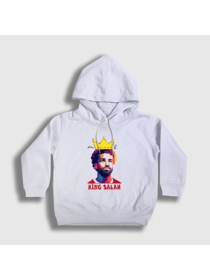 Presmono Unisex Çocuk Beyaz King Soccer Futbol Mohamed Muhammed Salah Kapüşonlu Sweatshirt