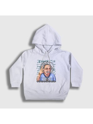 Presmono Unisex Çocuk Beyaz Quantum Physics Scientist Albert Einstein Kapüşonlu Sweatshirt