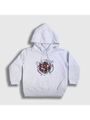 Presmono Unisex Çocuk Beyaz Solving Rubiks Cube Rubik Kupu Kapüşonlu Sweatshirt