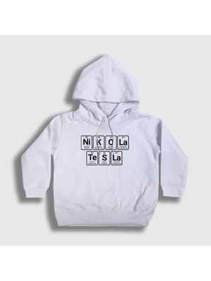 Presmono Unisex Çocuk Beyaz Periodic Table Scientist Nikola Tesla Kapüşonlu Sweatshirt