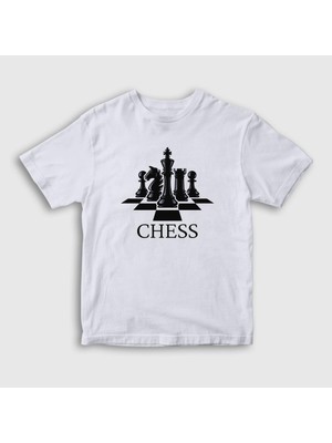 Presmono Unisex Çocuk Beyaz Board Chess Satranç T-Shirt