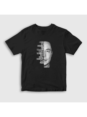 Presmono Unisex Çocuk Siyah Extraordinary Elon Musk T-Shirt