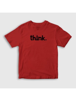 Presmono Unisex Çocuk Kırmızı Think Chess Satranç T-Shirt