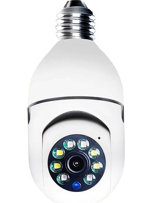Mbois Wifi 360 Panoramik Ampul Kamera 1080P 2.4ghz Güvenlik Kamerası Çift Wifi 360 Derece Panoramik Görüntüleme Kablosuz Ev Gözetleme Kamerası Gece Görüş Çift Yönlü Ses Akıllı Hareket Alg