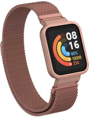 Nezih Case Xiaomi Mi Watch Lite Uyumlu Hasır/örgü Metal Kordon ve Kasa Koruyucu