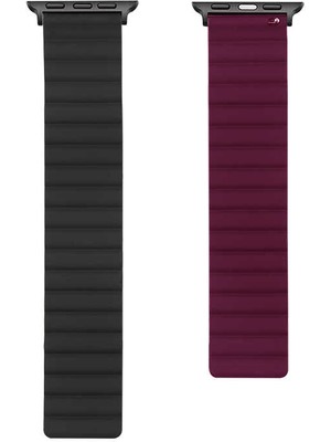 Nezih Case Apple Watch Seri 2 3 4 5 6 7 Se 42 44 45MM Uyumlu Çift Renk Leather Design Baklalı Kordon