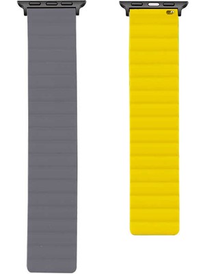 Nezih Case Apple Watch Seri 2 3 4 5 6 7 Se 42 44 45MM Uyumlu Çift Renk Leather Design Baklalı Kordon