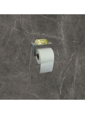 Metal Gümüş Renk Telefon Raflı Tuvalet Kağıtlık