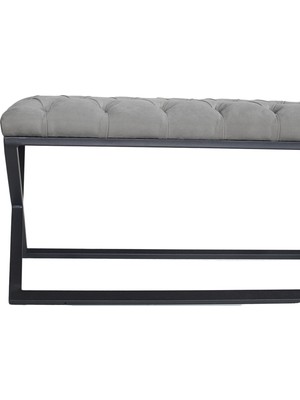 Gazzini Furniture Varcera Bordo Puf Çapraz Metal Ayaklı, Kapitoneli Chester Model Bench