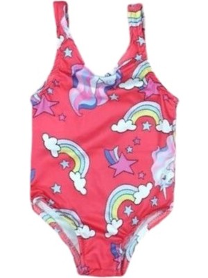 My Kids Kız Çocuk Gökkuşağı Desenli Mayo