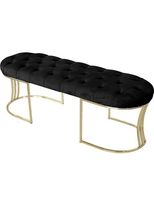 Gazzini Furniture Viego Gold Siyah Puf Luxery Metal Gold Ayak Chester Model Yatak Ucu Bench