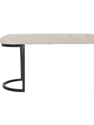 Gazzini Furniture Elisse Krem Bench Metal Ayaklı Kapitoneli Model Oval Puf