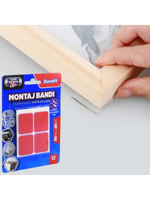 Zubizubi Bondit Çerçeve Tablo Banyo Mutfak Montaj Bandı Dörtgen 30X26MM