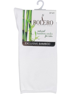 Bolero 4 Mevsim Şık %80 Bambu Roll Top Lastiksiz Kadın Beyaz Bambu Soket Çorap