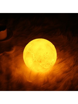 Rennway Gün Işığı 3D Ay Gece Lambası Dekoratif Küre LED Başucu Lambası