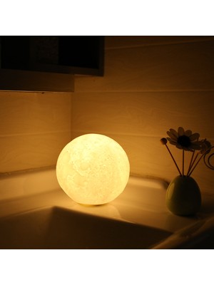 Rennway Gün Işığı 3D Ay Gece Lambası Dekoratif Küre LED Başucu Lambası