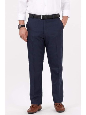 Bölünmez Giyim Erkek Büyük Beden Klasik Lacivert Kumaş Pantolon