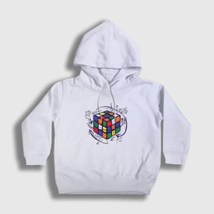 Unisex Çocuk Beyaz Solving Rubiks Cube Rubik Kupu Kapüşonlu Sweatshirt