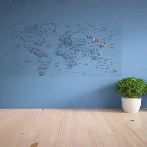 Dünya Haritası Duvar Stickerı 110 x 56 cm Şeffaf
