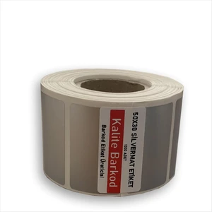 Kalite Barkod 50X30 Silvermat Etiket | Rulo Demirbaş Etiketi