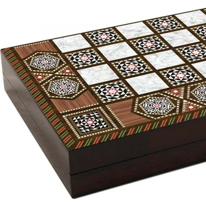 Ahşap Pullu Tavla Masif Sedef Tavla Ahşap Pullu Sedef Tavla 50*50 cm Büyük Boy 45541