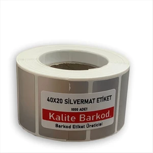 Kalite Barkod 40X20 Silvermat Etiket | Rulo Demirbaş Etiketi