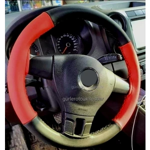 Gürler Oto Kılıf ve Aksesuar Renault Clio 4 Iki Renkli Kırmızı Siyah Dikmeli Direksiyon Kılıfı