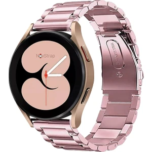 Novstrap Samsung Galaxy Watch 4 Seri 40-42-44-46 mm Uyumlu Kordon (20 Mm) Çelik Klasik Metal Kordon