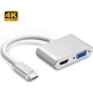 Type-C To HDMI + VGA Çevi̇ri̇ci̇ Dönüştürücü Kablo