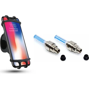 360° Bisiklet Scooter Telefon Tutucu ve Harekete Duyarlı Hareket Sensörlü LED Işıklı 2li Sibop Kapağı