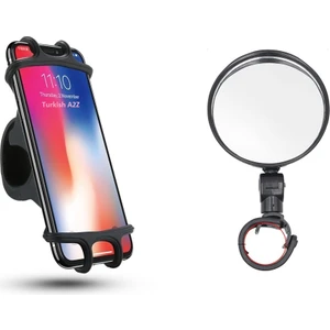 360° Bisiklet Scooter Telefon Tutucu ve Geniş Açılı 360° Dönebilen Dikiz Aynası