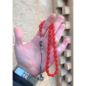 Doğan Silver 1000 Ayar Gümüş Kazaz Püsküllü Ateş Kehribar Tesbih DGN5028