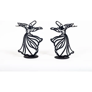 Dekoratif Metal Şamdan Mumluk Semazen Temalı 2'li