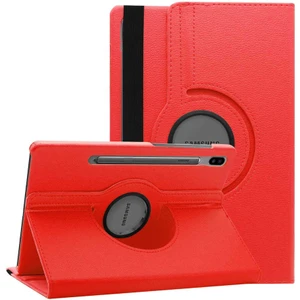 Case 4U Galaxy Tab S8 Ultra SM-X900 Uyku Modlu 360 Derece Dönebilen Standlı Tablet Kılıfı Kırmızı
