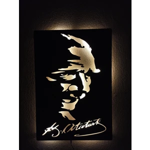 Atatürk Imzalı LED Işıklı Duvar Tablosu