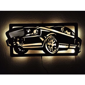 Mustang Araba LED Işıklı Duvar Tablosu