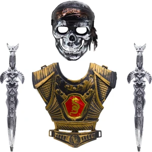 Oyuncak Süper Korsan Set Kılıc Zırh Korsan Maske Dörtlü Set