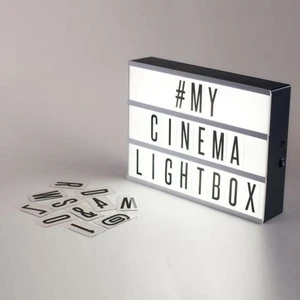 Cinematic Harflerle Işıklı Mesaj Veren Pilli Light Box LED Pano A4 Boyut